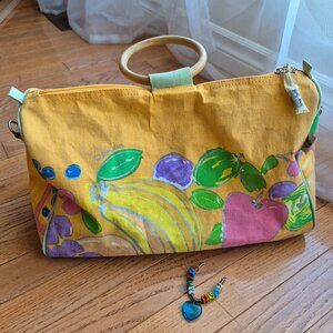 Sally Huss Floral Summer Duffle Bag Yellow Flowers Artist Boho Zipper